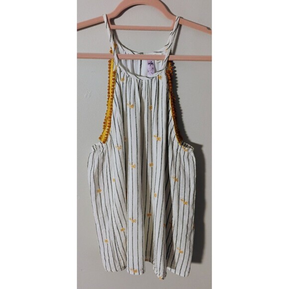 Alya Halter‎ Tank Top Size L Striped Embroidered Bohemian Festival - Picture 1 of 8